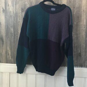 vintage 80s Edison jewel toned color block sweater size L
